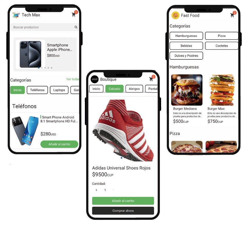 A mockup from snap shop tienda online cuba